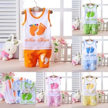 Retail 2016 summer style infant clothes baby clothing sets Set Kids Foots Sets Baby Boy Casual Suits Girls Summer Sets