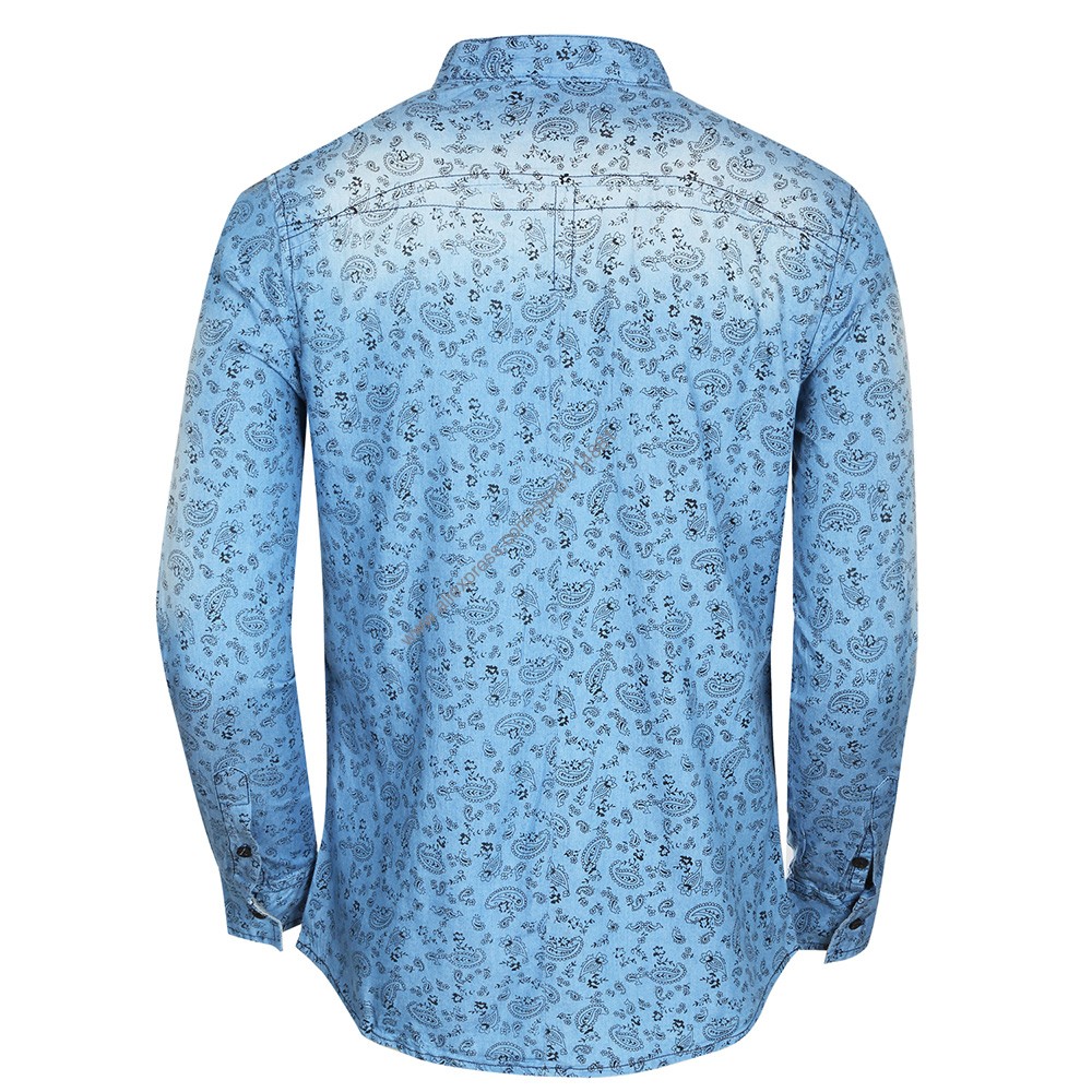 2015 New Long Sleeve Cotton Denim Print Shirts for Men (11)