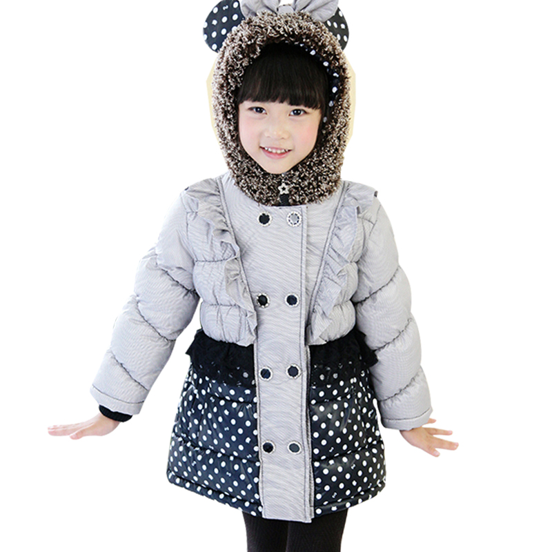 2015 Girls Winter Coat Fashion Kids Winter Coat Girls Long Section Winter Jacket For Girls  Cartoon Parka Kids Outwear Coat
