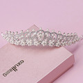 shiny elegant full crystal beads pearl decorated bridal tiaras hair accessories wedding crown bride hair accessories