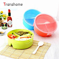 TRANSHOME 2017 Split Candy Color Sealed Lunch Box Plastic Round Bento Boxes Microwaveable Food Containers Picnic