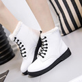 Winter Women PU Leather Fashion Boots Hot Women Warm Plus Velvet High Top Shoes Female Lace