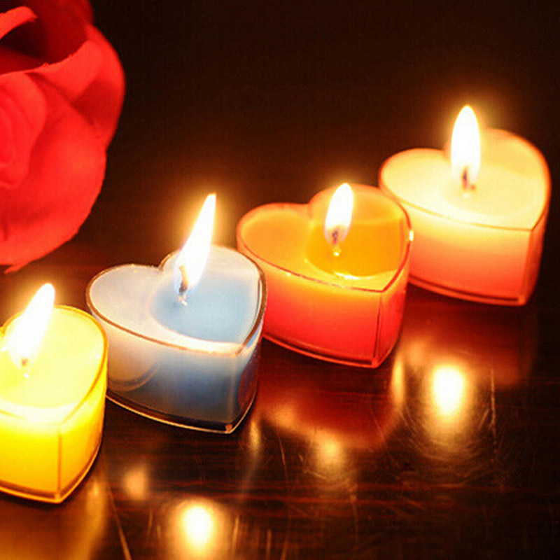 9peices/box Heart-shaped candle boxed high-grade pvc scented candles tea wax romantic courtship confession heart