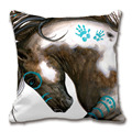 Majestic Horse Teal War Paint By Bihrle Pillow Decorative Cushion Cover Pillow Case Customize Gift By