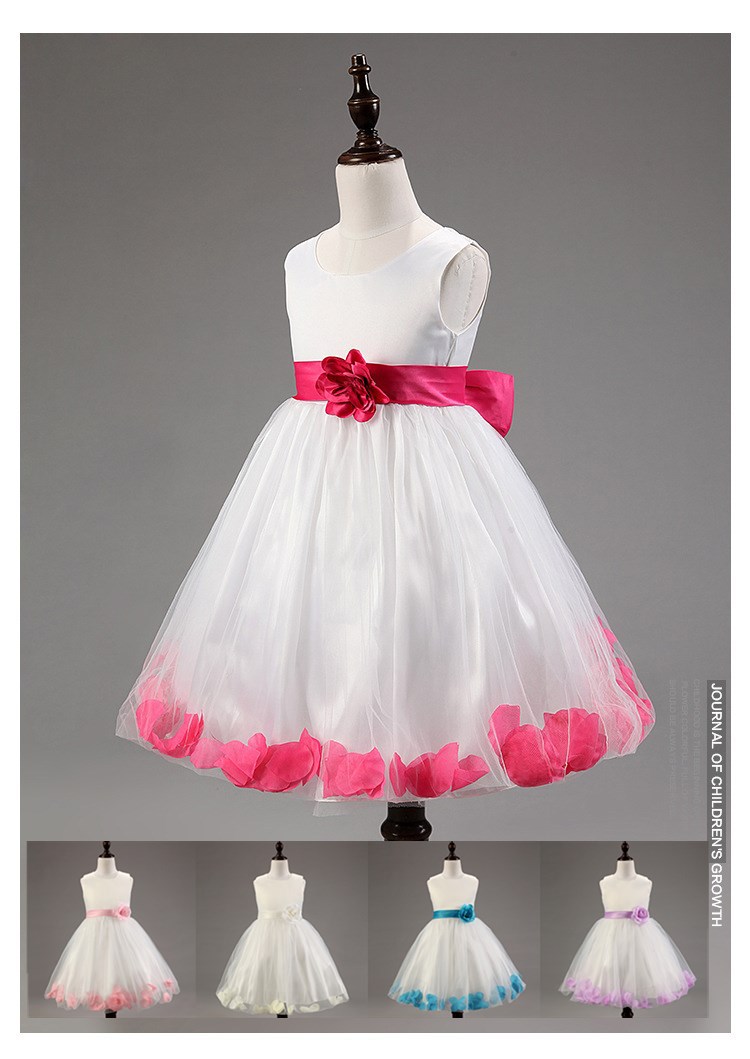 Flower Dress with dress Rose Dress  fairy wedding flower Girl Waistband Style Dress Fairy Wedding