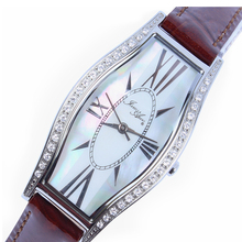 2015 nuevo diseño elegante reloj de para mujer vestido de moda zafiro MOP Dial cristal configuración caja de acero inoxidable venta al por mayor