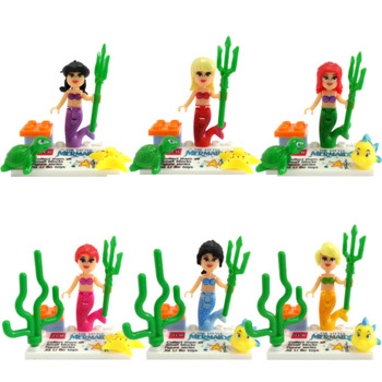 JLB The Little Mermaid Minifigures 6pcs/lot Figures Building Block Model Bricks Toys For Children Compatible With Lego toys gift