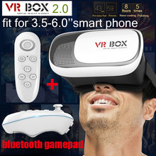 Google cardboard HeadMount VR BOX 2.0 Version VR Virtual 3D Glasses for 3.5″ – 6.0″ Smart Phone + bluetooth remote controller