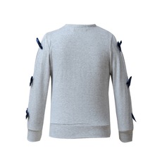 Free Shipping Girl Knit Cardigan Cotton Bow knot Baby Girl Blouses Kid Outwear O Neck Long