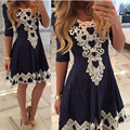 2016 Autumn Summer Womens Evening Party Lace Dress Fall Half Sleeve Sexy Casual Woman Vintage Dresses