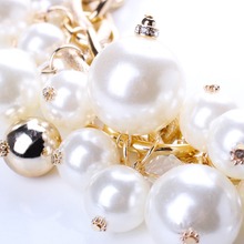 New Products for 2015 Cloth Belt Starry Beads Gold Chains Imitation Pearl Necklace Women Brand Jewelry