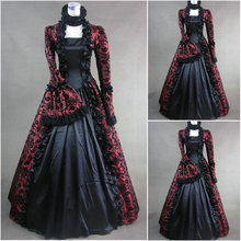 Freeship!Customer-made Black Vintage Costumes Cosplay Renaissance Dress Steampunk dress Gothic Cosplay Halloween Dresses C-861