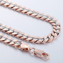 7MM MENS Womens Chain Plain Cut Curb Cuban Necklace 18K Silver Rose Gold Filled Necklace 18KGF