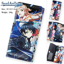 Sword Art Online Cosplay Kirigaya Kazuto Asuna Asada Shino Cartoon Logo PU Leather Long Wallet Purse Moneybag Burse Notecase