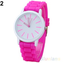 2014 New Fashion Women Hot Geneva Silicone Rubber Jelly Gel Quartz Analog Sports Wrist Watch 15E9