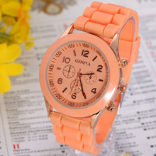 Silicone Geneva Watch Woman Wristwatch Women Silicon Jelly Rubber Band golden gold movement Ladies Korean Brown Chocolate