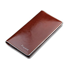 2015 New famous brand men’s genuine leather bag long Wallets Holders, H-005 Oil wax paper Ultra-thin purse  card holder