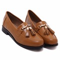 2017 Genuine Leather Dress Shoes Women Loafer Flats Brand Luxury Designer Tassel Metal Slip On Women