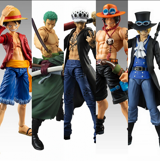 NEW hot 18cm One piece movable luffy ace Roronoa Zoro Trafalgar Law Sabo action figure toys collection christmas toy with box