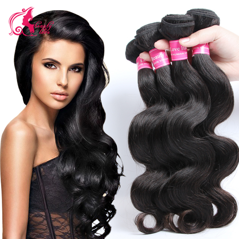 7A Indian Virgin Hair Body Wave 4Pcs Virgin Indian Hair Bundles High Quality Human Hair Weave On ...