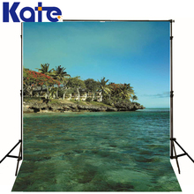 Lover Backdrop Blue Sky Sea Wedding Photo Background House Green Trees Photo Studio Background Backdrop