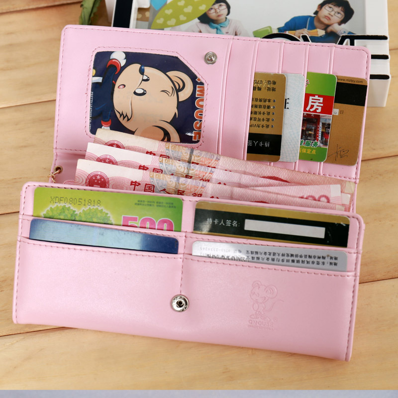 Candy Color Cute Cartoon Wallet Long Clutch Zipper Women Wallet Carteira Feminina Patchwork Money Purse       