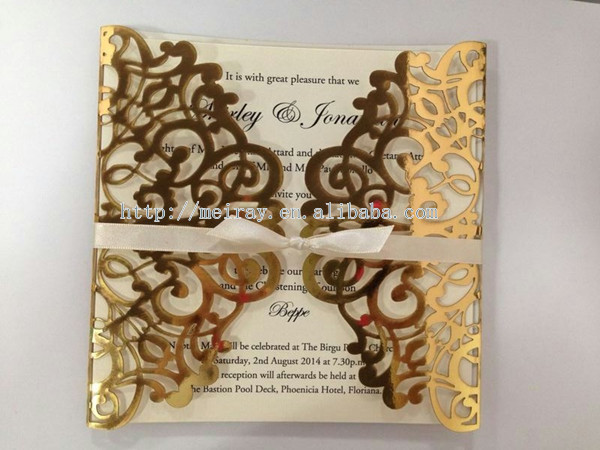 Blank gold wedding invitations