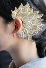 Cool Punk Gothic Sexy Woman Big Leaf Leaves Feather Ear Cuff Earring Brooch Wrap