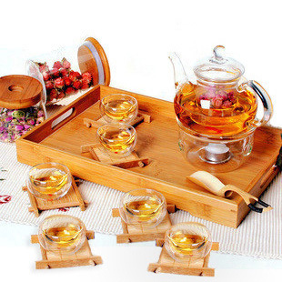 Flowers and teapot glass cup kung fu tea black tea glass tea set 1pcs teapot 1pcs