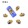 10pcs New Design Rhinestone Gold Skull Nail Art Decoration 3d Metal Alloy Charms Party Manicure Nail