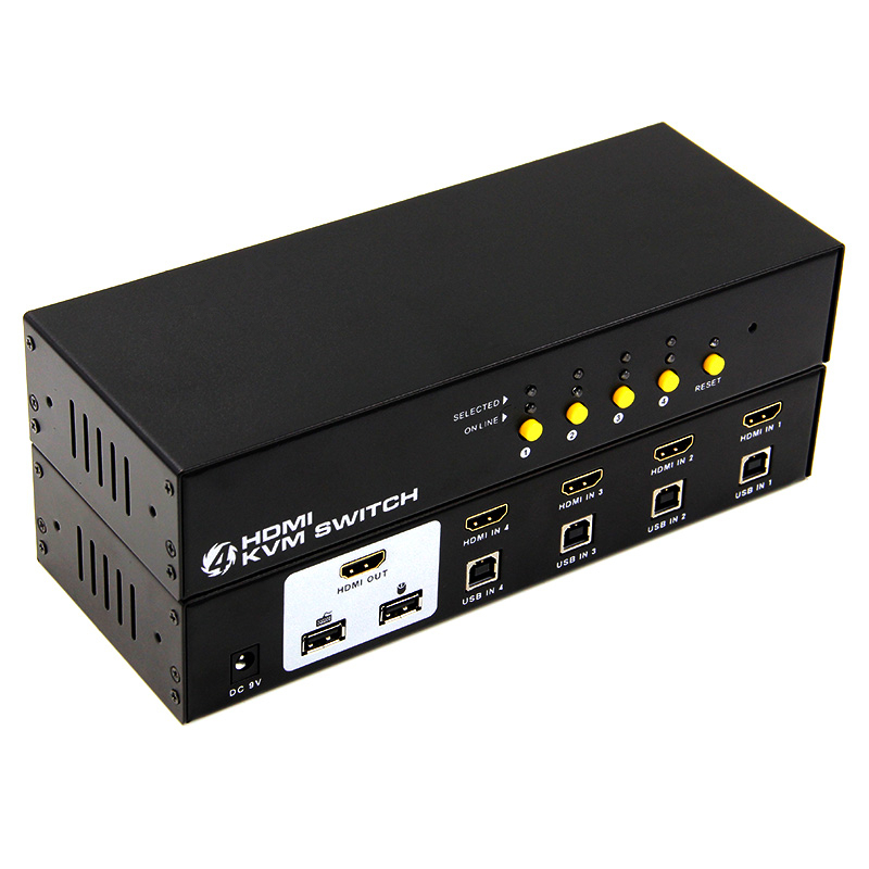 New High Quality USB HDMI KVM Switch 4 Port USB KVM HDMI Switch Support 1920x1440 1080P