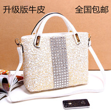 women shoulder bags 2016 New Hot Crocodile Embossed Leather Lace Bag Lady Diamond Handbag Shoulder Messenger Bag.