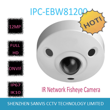 Free Shipping 2016 NEW DAHUA IP Camera 12MP Ultra HD IR Network Fisheye Camera IP67 IK10 with POE Without Logo IPC-EBW81200