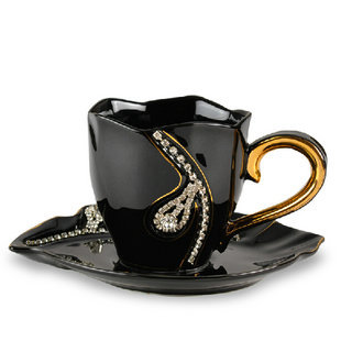 European Style Ceramic Coffee Cup and Dish Creative High Quality Coffee Set With Iron Standard