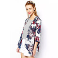 2017 Spring Fashion Coat Women Printed Jacket Chiffon Kimono Lady Cardigan Coat Floral Sleeve Three Quarter