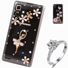 Floral Rhinestone Case For Lenovo A916 luxury Flower Rose mobile phone plastic Crystal bling hard back cover