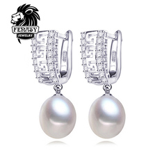 FENASY 2015 new 100% natural Pearl earring, Pearl 925 Sterling Silver earrings,Birthday gift Jewelry Women Stud Earring ,E017