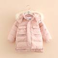 2016 Winter Clothing Girl S Thickening Cotton Padded Jacket Baby Design Long Wadded Jacket Fashion Sideopen