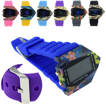 Fabulous impermeable de los deportes de la aptitud Dazzle Colour militar Stealth Fighter luz LED hombres reloj de pulsera