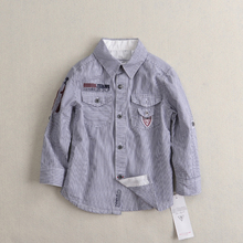 2016 new foreign trade children’s fashion striped cotton shirt European casual style Specials free shipping