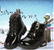 2015 Spring Fashion children martin boots bright japanned motorcycle boys girls snow PU sneakers Kids casual