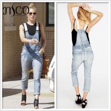 2016 Brand Top Ankle-length holes Female Jeans Loose street Denim trousers Fashion overalls Jumpsuit Casual Rompers women Jeans