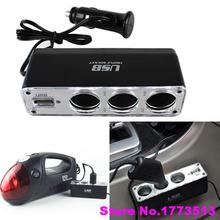 12V 3 Way Car Cigarette Lighter Power Spliter Sockets USB DC Adapter ChargerPopular Product 4KIC