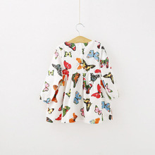 Factory Price! Stylish Baby Children Tunic Dress Toddler Girl Long Sleeve Butterfly Outfits 2-6 years