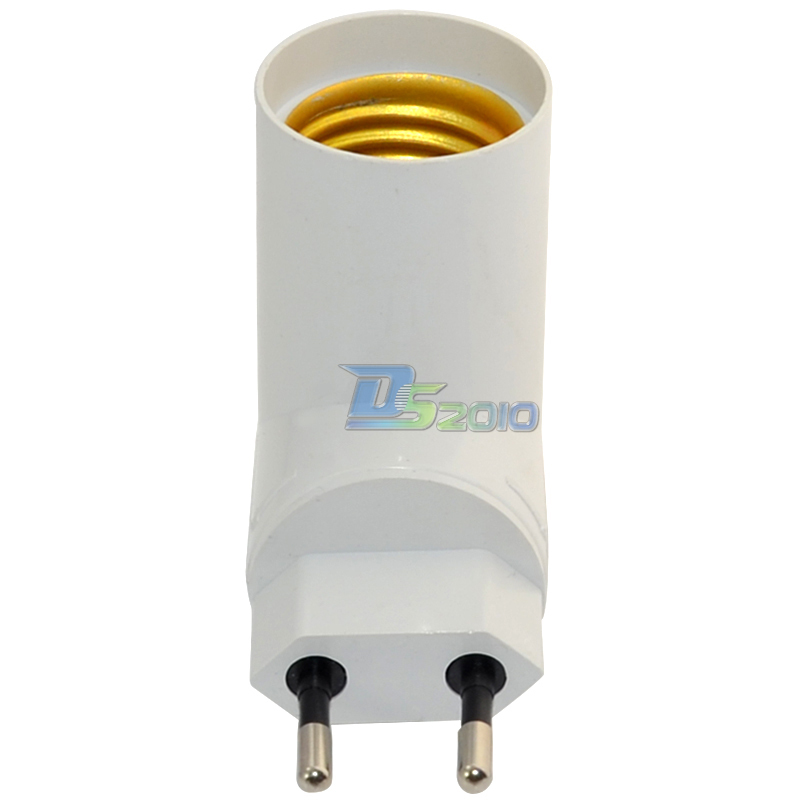 1pc PP Rotatable UE Plug To E27 Base LED Light Lamp Holder Bulb Adapter Screw Socket