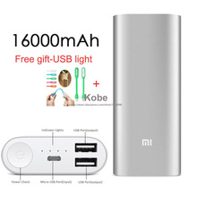 xiaomi power bank 16000 mAh for mobile phone 100% external battery pack 16000mah charger portable charging device
