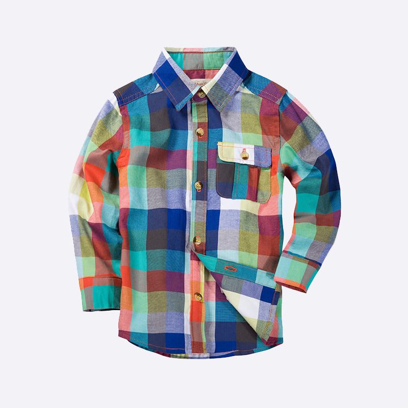 Boys Shirt 2016 Autumn New Arrival Kids Shirt Long Sleeve Plaid Print Turn down Collar font