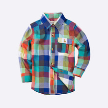 Boys Shirt 2016 Autumn New Arrival Kids Shirt Long Sleeve Plaid Print Turn down Collar font