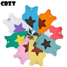 3-8Y Cotton Kids Boys Sleeveless T-shirt Star Printing Multi-colored Option Summer Tee Shirt Enfant Children Clothing