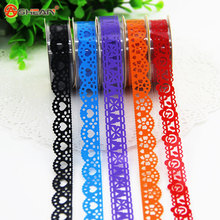 2pcs DIY Candy Colors Hot Lace Tape Decoration Roll Decorative Sticky Paper Masking Tape Self Adhesive Tape